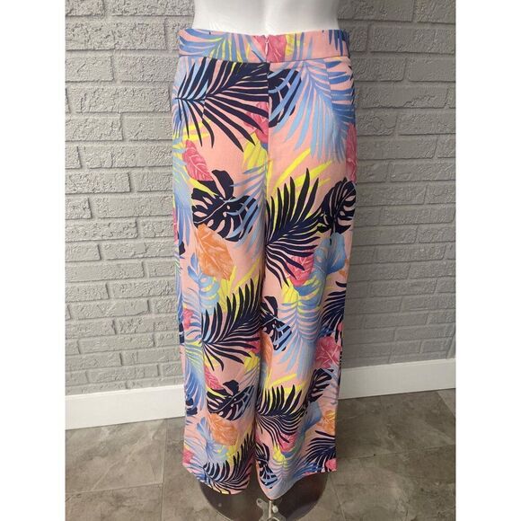 Multicolored Women Palm Print Fly Away Pant Size S - Picture 2 of 6